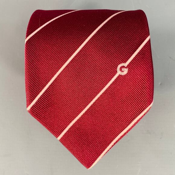 GUCCI Burgundy Pink Diagonal Stripe Silk Twill Tie - Picture 1 of 5